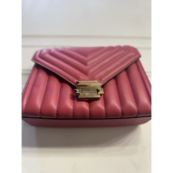Michael Kors Whitney Medium Flap Chain Crosshody Bag Purse Berry Pink NWT $460 - Picture 4 of 7